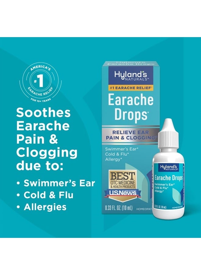 Hyland's - قطرات طبيعية لآلام الأذن، لتخفيف آلام أذن السباح، ونزلات البرد والإنفلونزا، وأعراض الحساسية، للأعمار من 4 سنوات فما فوق، ليلاً ونهارًا، 0.33 أونصة سائلة - Image 1