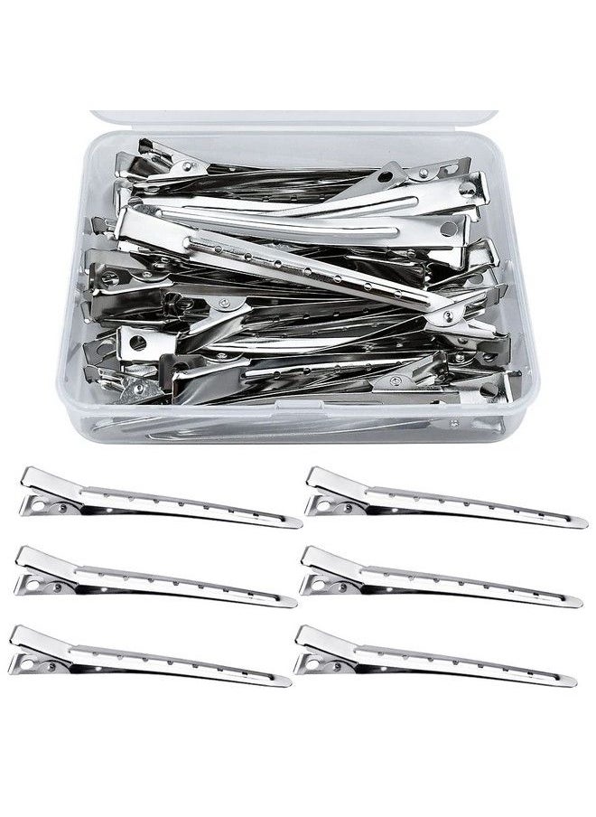 Tenalleys - 25 Pcs Metal Duck Bill Hair Clips Silver Single Prong Hair Clips Women Styling Hair Clips Alligator Curl Clips For Hair Coloring Bows Diy Hair Extensions Salon (3.5Inch) - Image 1