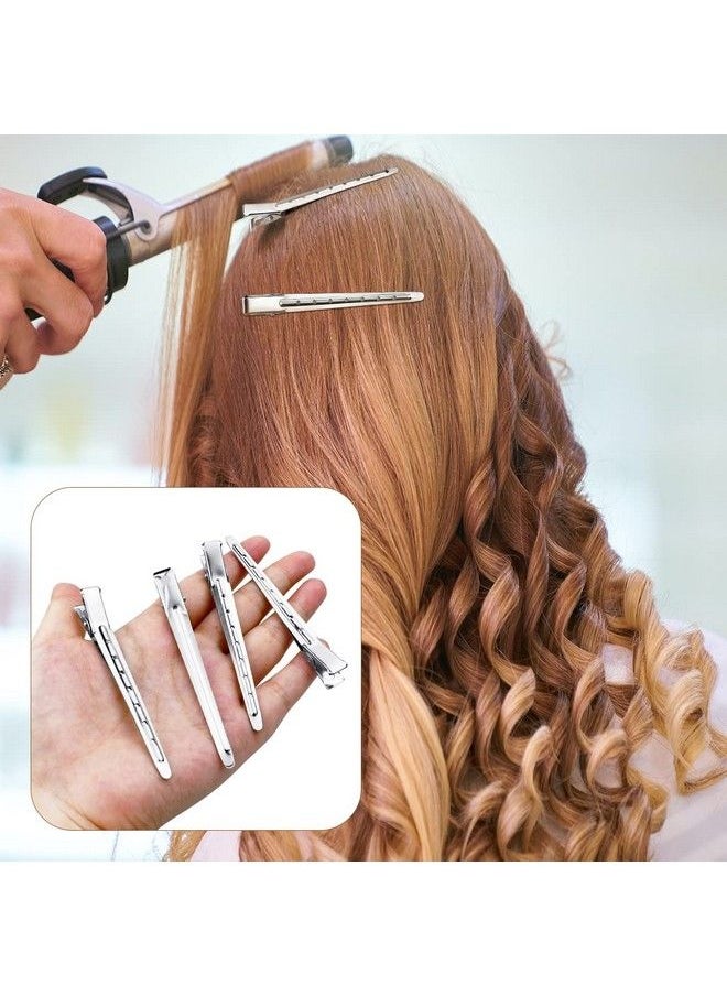 Tenalleys - 25 Pcs Metal Duck Bill Hair Clips Silver Single Prong Hair Clips Women Styling Hair Clips Alligator Curl Clips For Hair Coloring Bows Diy Hair Extensions Salon (3.5Inch) - Image 1