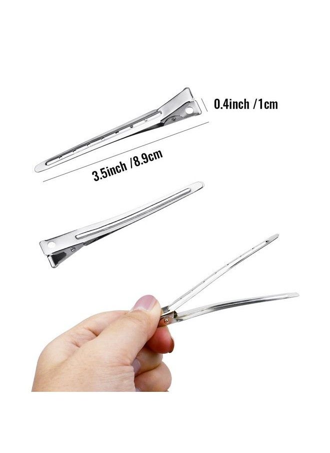 Tenalleys - 25 Pcs Metal Duck Bill Hair Clips Silver Single Prong Hair Clips Women Styling Hair Clips Alligator Curl Clips For Hair Coloring Bows Diy Hair Extensions Salon (3.5Inch) - Image 1