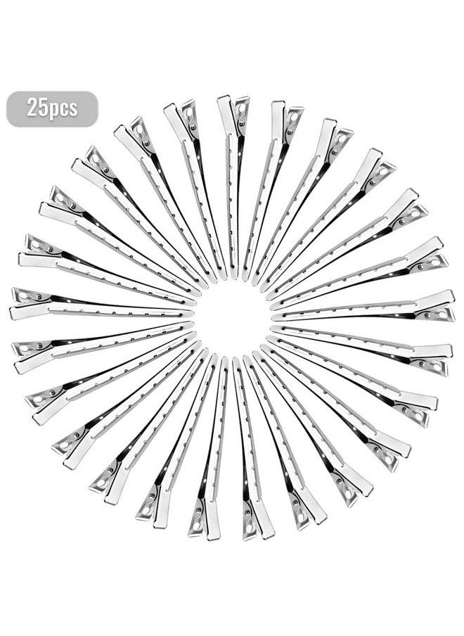 Tenalleys - 25 Pcs Metal Duck Bill Hair Clips Silver Single Prong Hair Clips Women Styling Hair Clips Alligator Curl Clips For Hair Coloring Bows Diy Hair Extensions Salon (3.5Inch) - Image 1