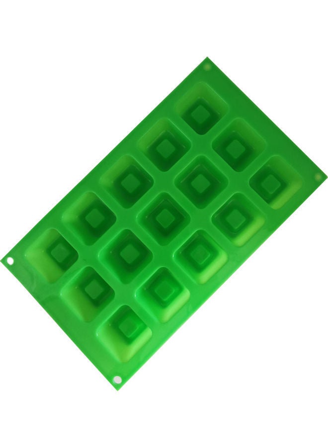 NIBEMINENT 15 Cavity Cube Square Shape Silicone Mould Green 29x17cm - Image 3