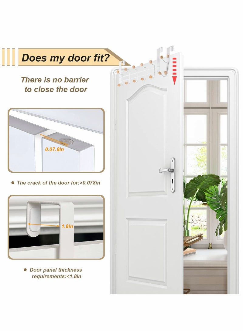 KASTWAVE Over The Door Hooks, Sturdy Metal Over The Door Hanger with Wooden Edge (3 Pcs Set, 20 Hooks) - Image 5