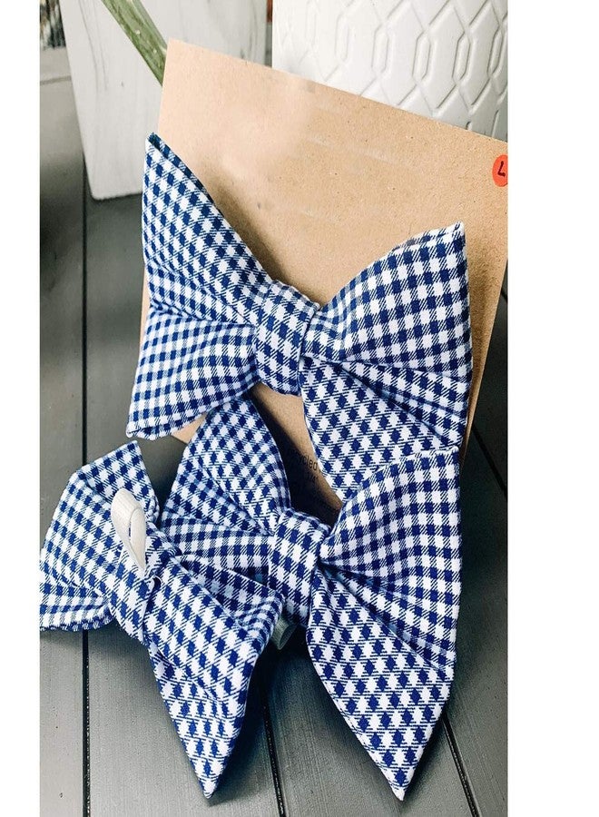 RR Design Checkered (Blue & White) Dog Bow Tie/Dog Bow-tie/Dog Gift with Loop Adjustable Elastic for Collar Placement (Adjustable) (Medium) - Image 3