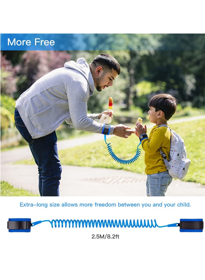 Anti Lost Wrist Link for Toddlers, Safety Toddler Leash, Child Leash, Wrist Leash for Babies and Kids, Children's Safety Wristband for Outdoor, Family Travel(8.2ft/2.5m,Blue) - Image 3
