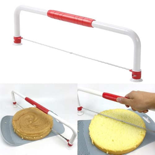 WiuCYS XL Adjustable Cake Layer Cutter Leveler Slicer for 6-16 Inch Large Layer Cakes, Stratification Auxiliary Leveling Baking Tool, Bread Slicer, Toast Cutter, Stainless Steel Food Saw - Image 1