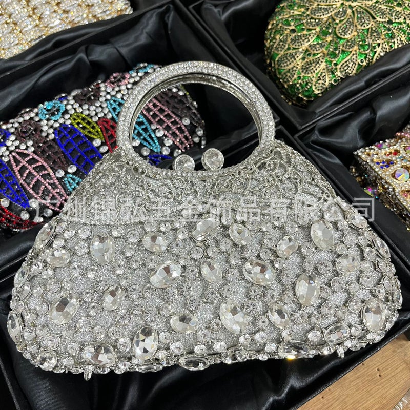 Middle East Africa Southeast Asia Women'S Crystal Diamond Evening Bag Small Satchel Shoulder Bag Alloy Electroplating Environmental Protection Material - Image 3
