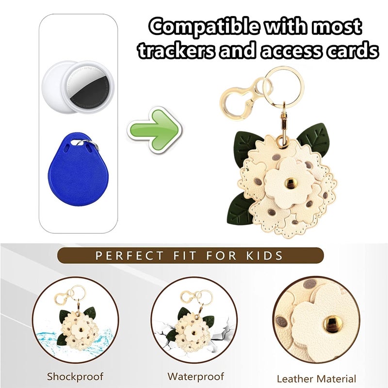BORKUANA Leather Keychain Holder Case Compatible with AirTag,Cute Protective Apple Air Tag Cover with Keychain Ring,Anti-Scratch Finder GPS Tracker Case for Wallet Keys,bag,pets(Figure 3) - Image 4