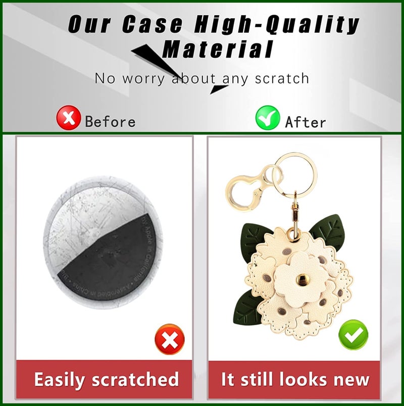 BORKUANA Leather Keychain Holder Case Compatible with AirTag,Cute Protective Apple Air Tag Cover with Keychain Ring,Anti-Scratch Finder GPS Tracker Case for Wallet Keys,bag,pets(Figure 3) - Image 3