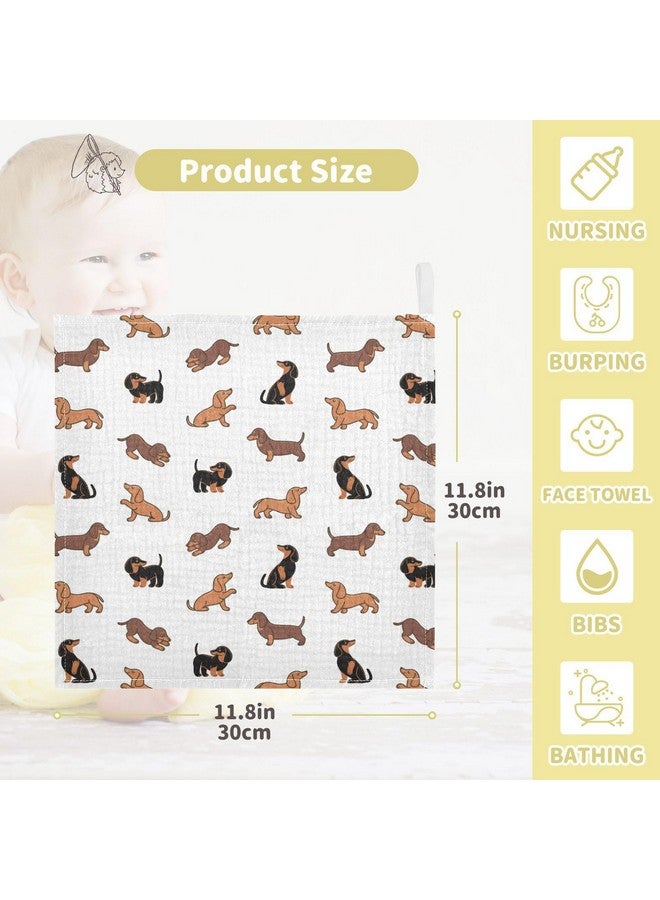 YETTASBIN منشفة يد للأطفال من ييتاسبين على شكل كلب داشهند، قماش موسلين ناعم، منشفة وجه قطنية، 4 طبقات فائقة الامتصاص، قطعة تجشؤ لتغذية الرضع، 5 قطع - Image 4