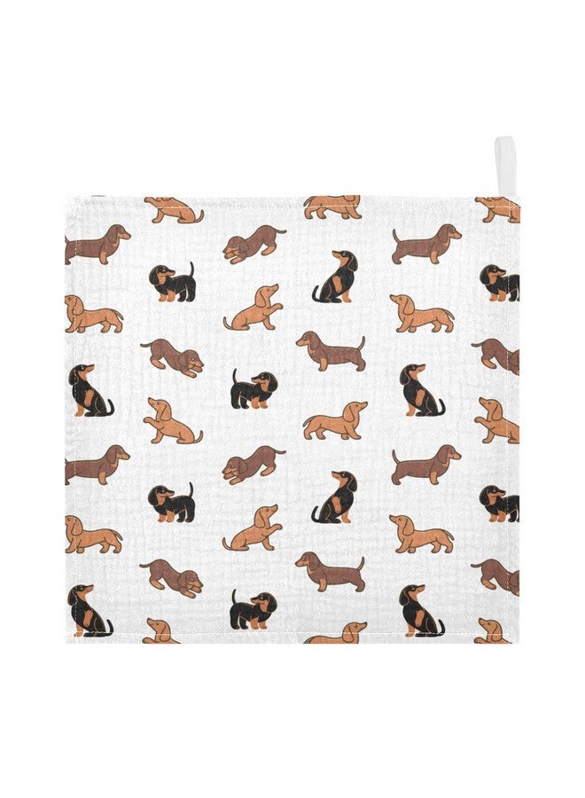 YETTASBIN منشفة يد للأطفال من ييتاسبين على شكل كلب داشهند، قماش موسلين ناعم، منشفة وجه قطنية، 4 طبقات فائقة الامتصاص، قطعة تجشؤ لتغذية الرضع، 5 قطع - Image 3