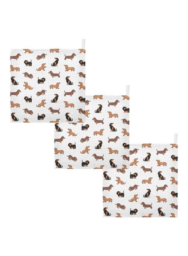 YETTASBIN منشفة يد للأطفال من ييتاسبين على شكل كلب داشهند، قماش موسلين ناعم، منشفة وجه قطنية، 4 طبقات فائقة الامتصاص، قطعة تجشؤ لتغذية الرضع، 5 قطع - Image 2