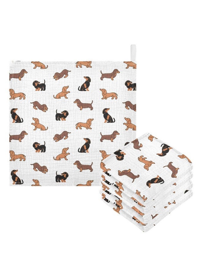 YETTASBIN منشفة يد للأطفال من ييتاسبين على شكل كلب داشهند، قماش موسلين ناعم، منشفة وجه قطنية، 4 طبقات فائقة الامتصاص، قطعة تجشؤ لتغذية الرضع، 5 قطع - Image 1