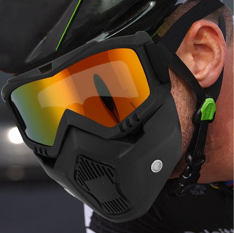 KRYLAR-Full Face Goggle Mask, HD Clear Windproof Anti-Sand Protective Welding Eyewear, Multi-Functional With Breathable Mask, Plastic Material, Adjustable Strap For Outdoor Activities(black) - Image 2