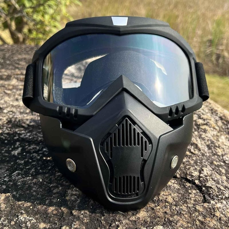 KRYLAR-Full Face Goggle Mask, HD Clear Windproof Anti-Sand Protective Welding Eyewear, Multi-Functional With Breathable Mask, Plastic Material, Adjustable Strap For Outdoor Activities(black) - Image 1