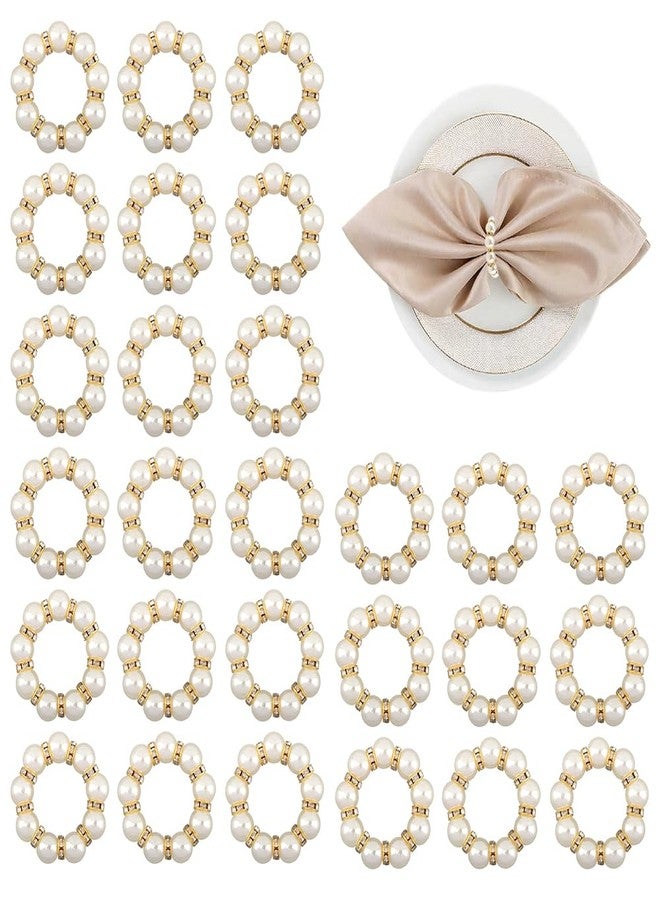 حلقات مناديل من اللؤلؤ، 60 قطعة، مشابك أنيقة من أحجار الراين المقلدة، حامل حلقات مناديل من اللؤلؤ المقلد، لمناديل القماش لحفلات الزفاف والمآدب وتزيين طاولات العشاء والاستخدام اليومي - Image 1