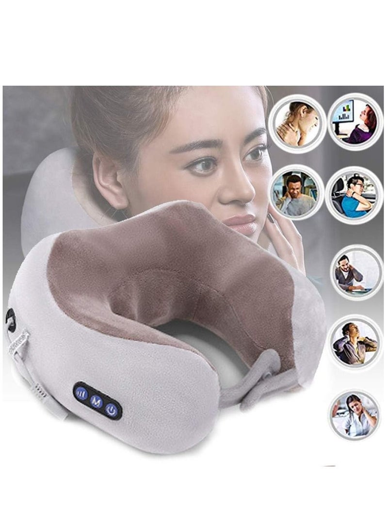 Electric Travel Neck Massage Pillow, U-Shaped Memory Foam Kneading Head & Neck Support Pollow, For Pain Relief, For Airplane, Train, Bus - Image 1