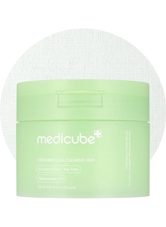 Medicube medicube Exosome CICA Tea Tree Calming Toner Pads for Sensitive Skin with Centella Asiatica Help Reduce Redness & breakouts. Low-irritating & Hydrating Daily Care, Korean Skincare, Vegan (100 Pads)  - Image 1