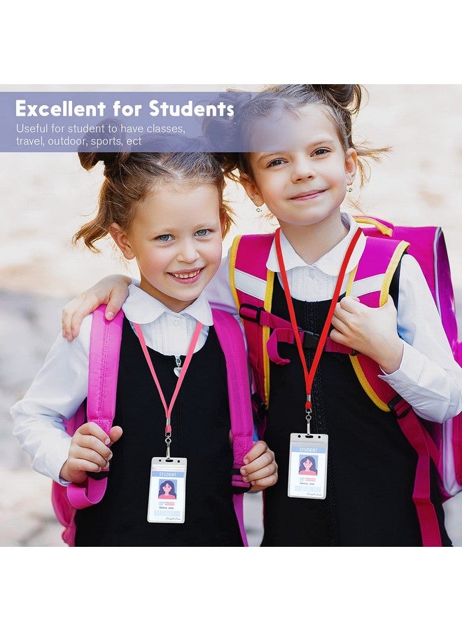 Marspark 100 Sets Name Tag Lanyards With Id Holder Lanyards For Id Badges Clear Name Badges Colored Lanyards Bulk Clip Waterproof Plastic Card Holders For Adults Kids Business School Office Supplies - Image 5