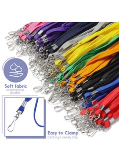 Marspark 100 Sets Name Tag Lanyards With Id Holder Lanyards For Id Badges Clear Name Badges Colored Lanyards Bulk Clip Waterproof Plastic Card Holders For Adults Kids Business School Office Supplies  - Image 3