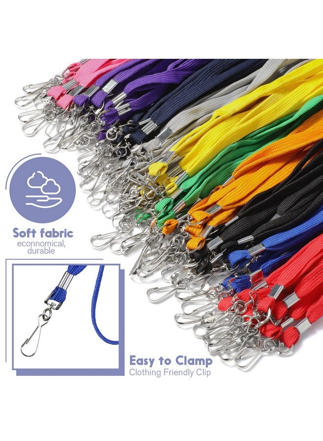 Marspark 100 Sets Name Tag Lanyards With Id Holder Lanyards For Id Badges Clear Name Badges Colored Lanyards Bulk Clip Waterproof Plastic Card Holders For Adults Kids Business School Office Supplies - Image 3