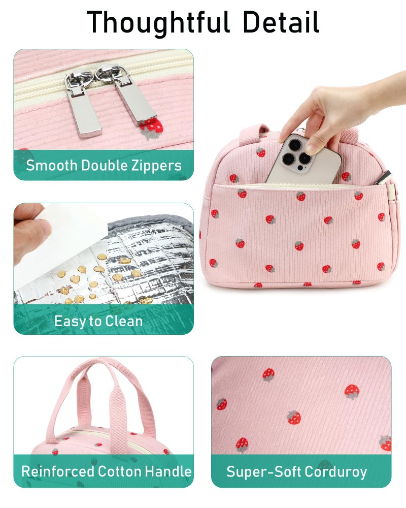 Hidds Lunch Box Lunch Bag Insulated Lunchbox Cute Reusable Lunch Tote bags for School Work Picnic for Kids Girls Women (Beige Heart) - Image 5