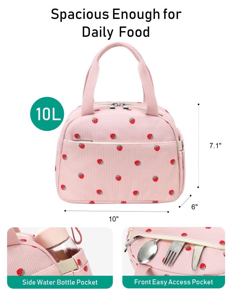 Hidds Lunch Box Lunch Bag Insulated Lunchbox Cute Reusable Lunch Tote bags for School Work Picnic for Kids Girls Women (Beige Heart) - Image 4