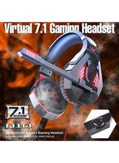 OVLENG Q10 Usb Wired Gaming Headset Virtual 7.1 Channel For Ps4 Pc Laptop Noise Cancelling Over Ear Headphones With Mic Led Light Bass Surround Soft Earmuffs For Games  - Image 2