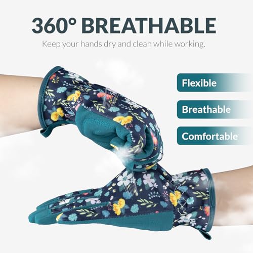 Baidast Gardening Gloves for Women, Breathable Leather Garden Gloves with Grip, Thorn Proof Working Gloves for Digging, Planting, Pruning - Image 3