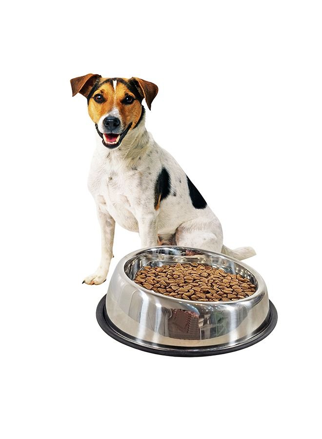 MAJIBAO Food Feeder For Dog in Stainless Steel Round with Sloppy Cut Bowls, Large Size Bowl, Strong SS Material, Rubber or Silicon Grip for No Sliding, Bowl Diameter 19 Cm  - Image 1