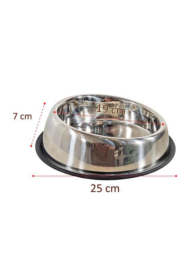 MAJIBAO Food Feeder For Dog in Stainless Steel Round with Sloppy Cut Bowls, Large Size Bowl, Strong SS Material, Rubber or Silicon Grip for No Sliding, Bowl Diameter 19 Cm  - Image 3