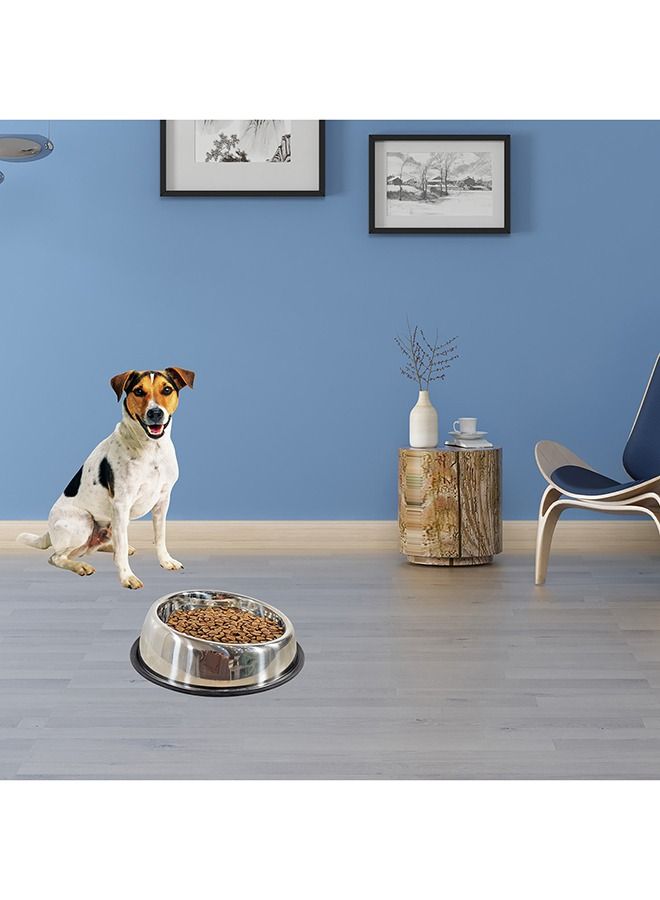 MAJIBAO Food Feeder For Dog in Stainless Steel Round with Sloppy Cut Bowls, Large Size Bowl, Strong SS Material, Rubber or Silicon Grip for No Sliding, Bowl Diameter 19 Cm  - Image 2