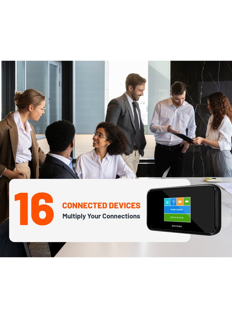 porodo Portable 5G Router High-Speed /Connect Up To 16 Devices /40M Signal Distance / Fast and Secure Internet Connectivity On the Go for Office and Home - Black  - Image 5