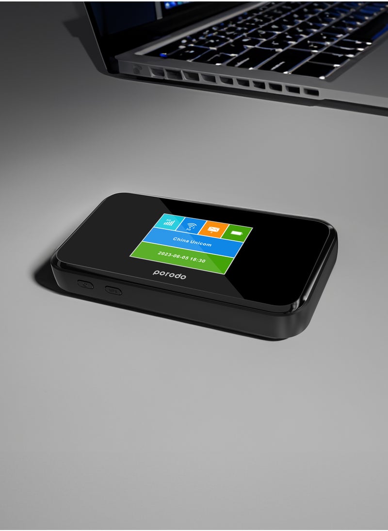porodo - Portable 5G Router High-Speed /Connect Up To 16 Devices /40M Signal Distance / Fast and Secure Internet Connectivity On the Go for Office and Home - Black - Image 1