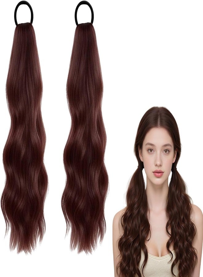 Vihaanta 2 Pcs Wavy Ponytail Extensions, Ponytail Hair Extension, Clip in Hair Extensions for Women, Perfect for Daily Hairstyle and Special Occasions (Dark brown) - Image 1