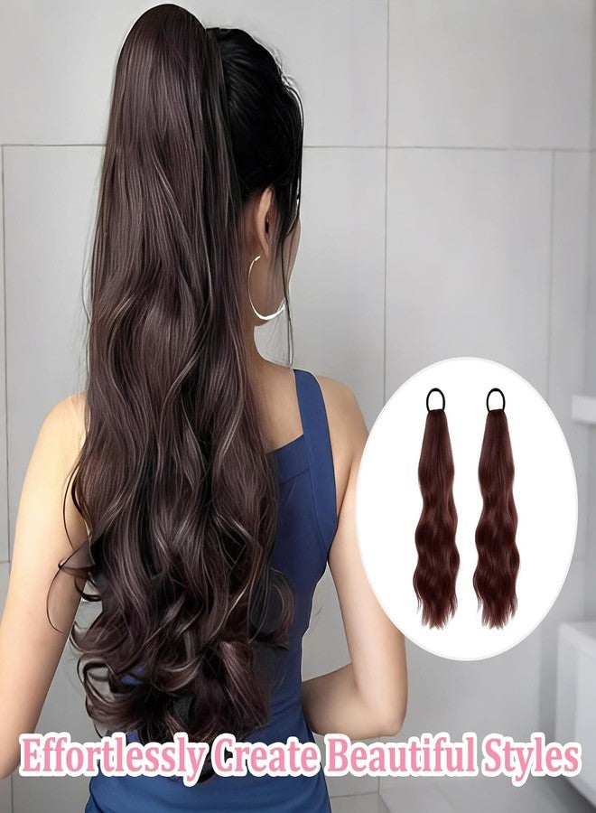Vihaanta 2 Pcs Wavy Ponytail Extensions, Ponytail Hair Extension, Clip in Hair Extensions for Women, Perfect for Daily Hairstyle and Special Occasions (Dark brown) - Image 3