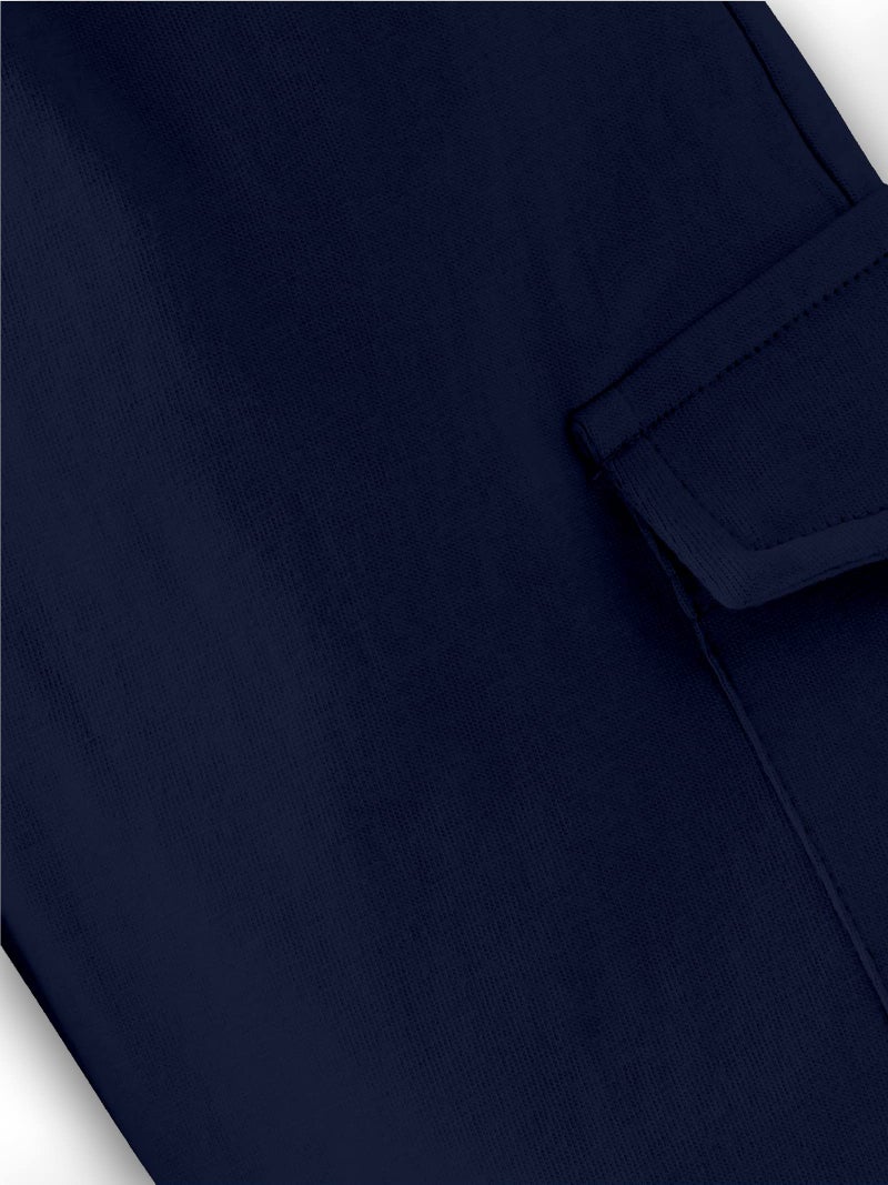 KiddoPanti Boys Knit Solid Cargo Shorts Pack of 2 | 100% Cotton | Comfortable Rib Waistband | 2 Front Pockets & 2 Cargo Pockets | Sport Bermuda Half Pant for Boys, Navy Blue - 12-14Y - Image 4