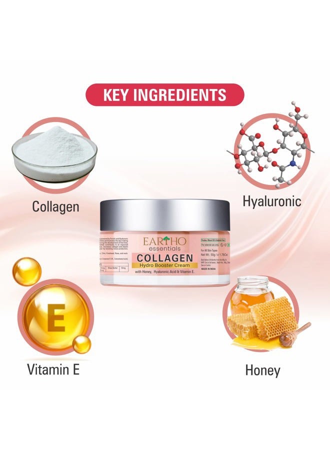 EARTHO essentials Ayurvedic Collagen Hydro Booster Cream with Hyaluronic Acid, Honey and Vit-E, 50 Grams - Image 2