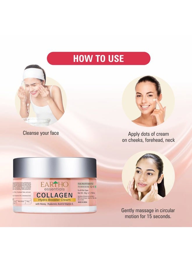 EARTHO essentials Ayurvedic Collagen Hydro Booster Cream with Hyaluronic Acid, Honey and Vit-E, 50 Grams - Image 3