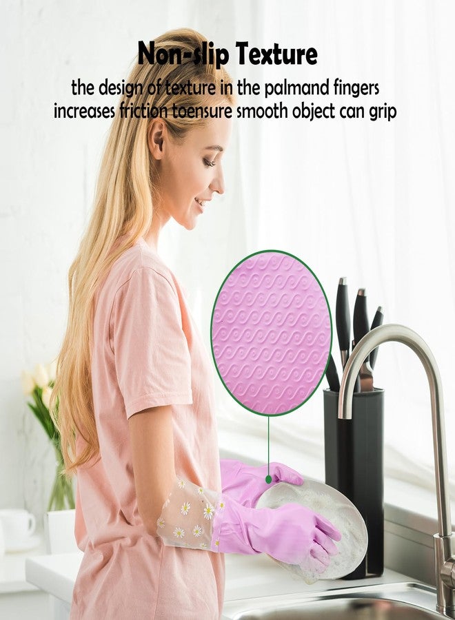 KAQ Reusable Household Cleaning Gloves Rubber: 3 Pairs Latex Free Kitchen Gloves for Washing Dishes with Cotton Lined - Image 3