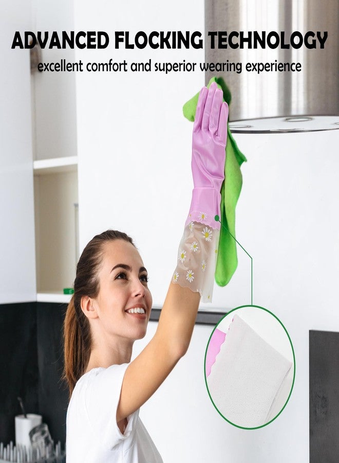 KAQ Reusable Household Cleaning Gloves Rubber: 3 Pairs Latex Free Kitchen Gloves for Washing Dishes with Cotton Lined - Image 2