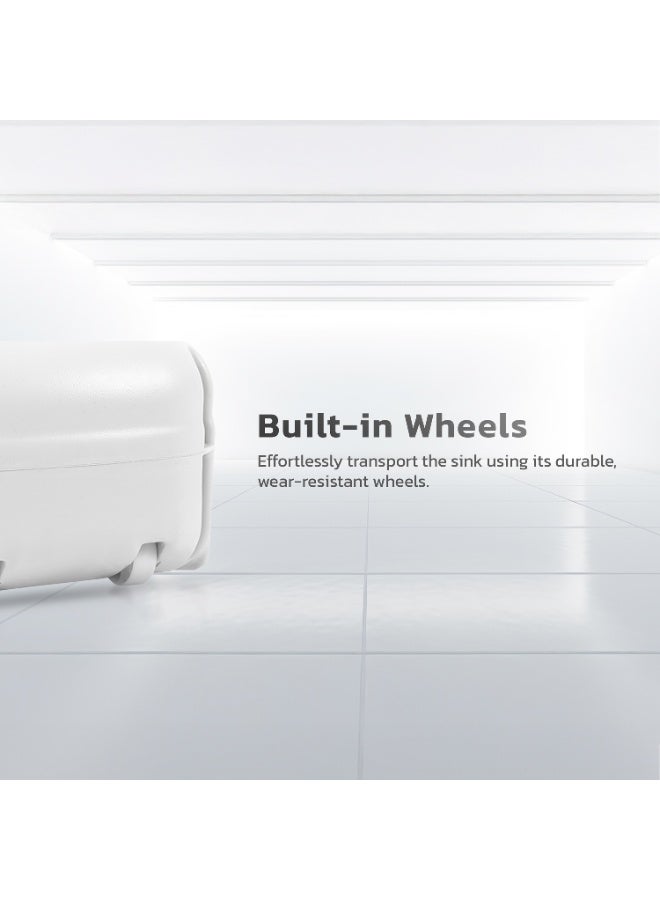 porodo Portable Handwash Station, 17L Water Capacity Camping Sink, Hands-Free Foot Pump, 3L Liquid Soap Dispenser, Built-in Wheels, Instant Water, Lightweight Outdoor Sink for Travel, Outdoor, Camping - Image 2