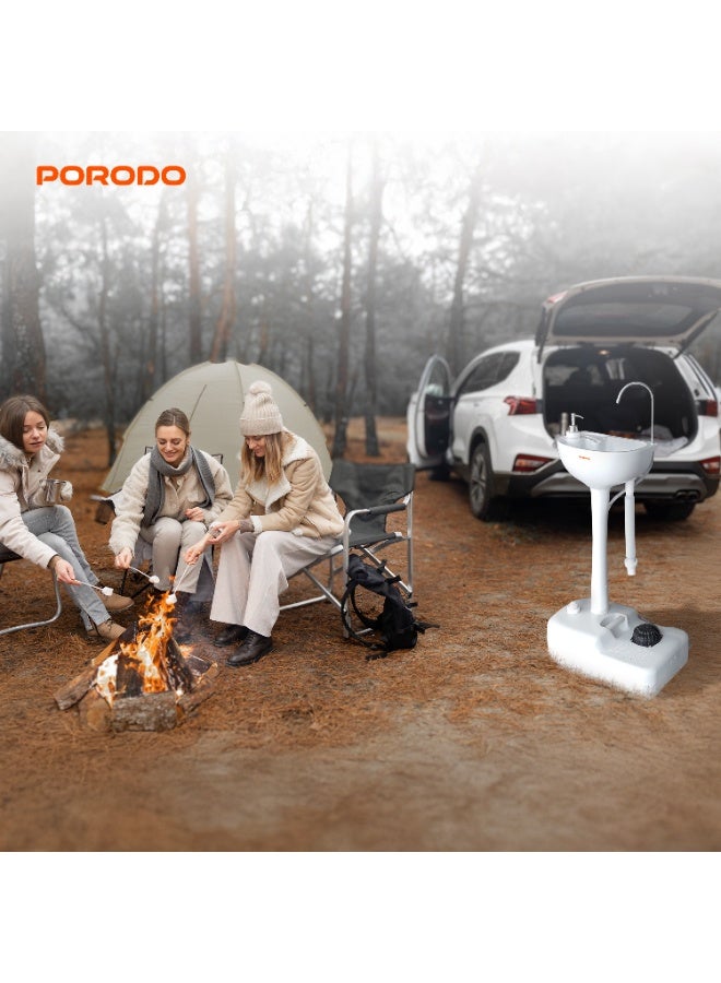 porodo Portable Handwash Station, 17L Water Capacity Camping Sink, Hands-Free Foot Pump, 3L Liquid Soap Dispenser, Built-in Wheels, Instant Water, Lightweight Outdoor Sink for Travel, Outdoor, Camping - Image 3