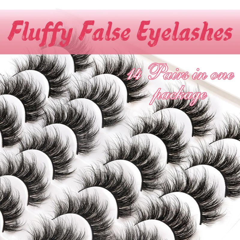Fyonas Fluffy Lashes Wispy False Eyelashes Natural Look Volume & 3D Faux Mink Strip Lashes 15-18mm (815) - Image 3