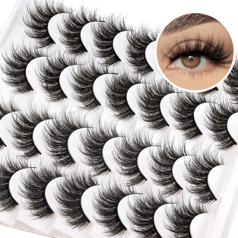 Fyonas Fluffy Lashes Wispy False Eyelashes Natural Look Volume & 3D Faux Mink Strip Lashes 15-18mm (815) - Image 1