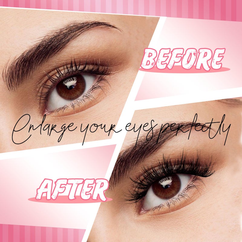 Fyonas Fluffy Lashes Wispy False Eyelashes Natural Look Volume & 3D Faux Mink Strip Lashes 15-18mm (815) - Image 4