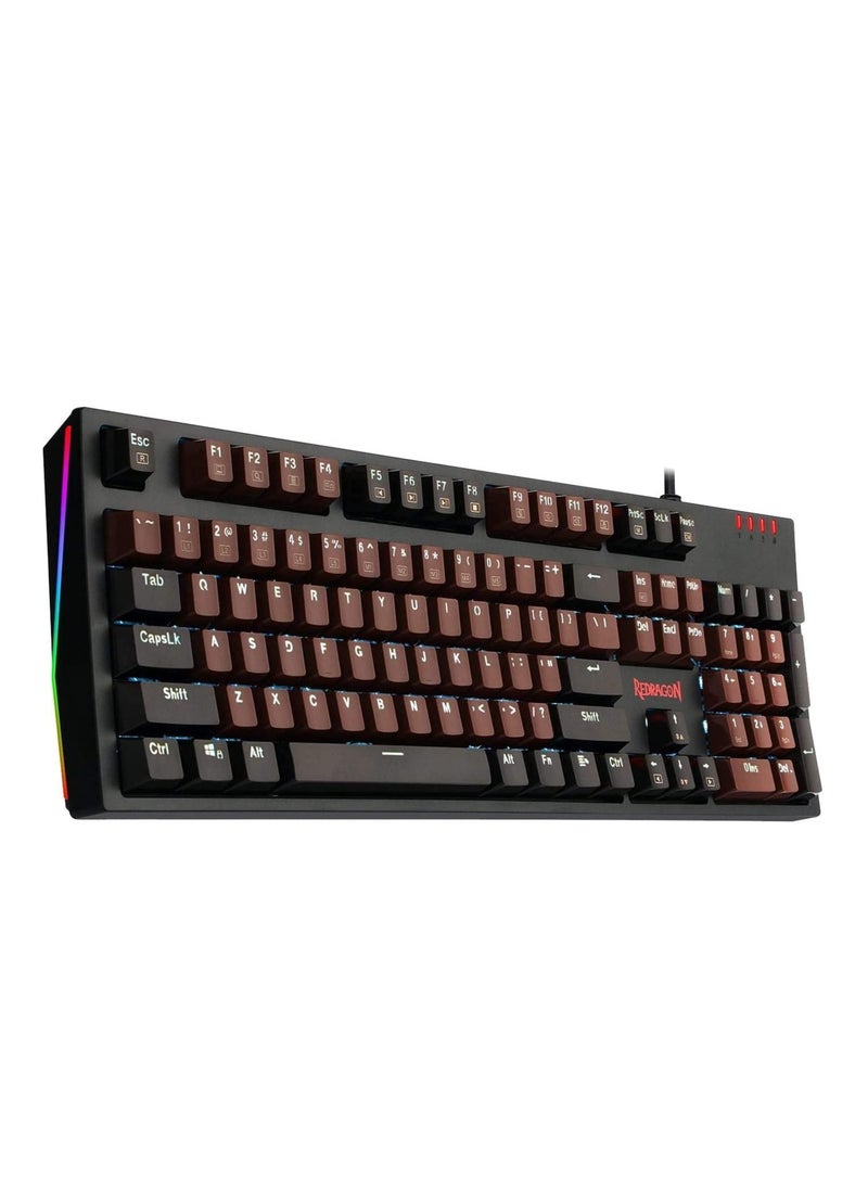 REDRAGON K592 Mechanical Gaming Keyboard, Wired with Ultra-Fast V-Optical , Blue Switches with White Backlight and RGB Side Lighting, No Lag or Conflict Keys, Durable Design with 100 Million Keystroke Lifespan, Water Resistant and Supports Macro Customization, Professional Performance for Maximum Control in Gaming and Office Work  - Image 1