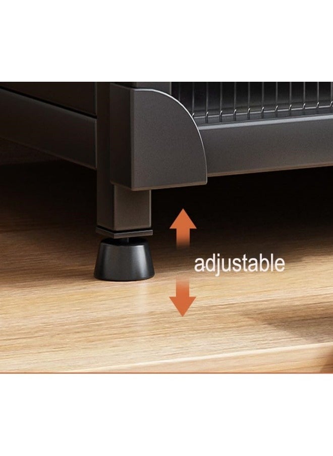 GGEROU - Kitchen Pantry Sideboard Countertop Organizer,Freestanding Countertop Storage Cabinet for Dish/Bowl/Console Dining Cupboard, Cupboard Dish Drying Rack Utensil Holder (Black, 3-Tier) - Image 1
