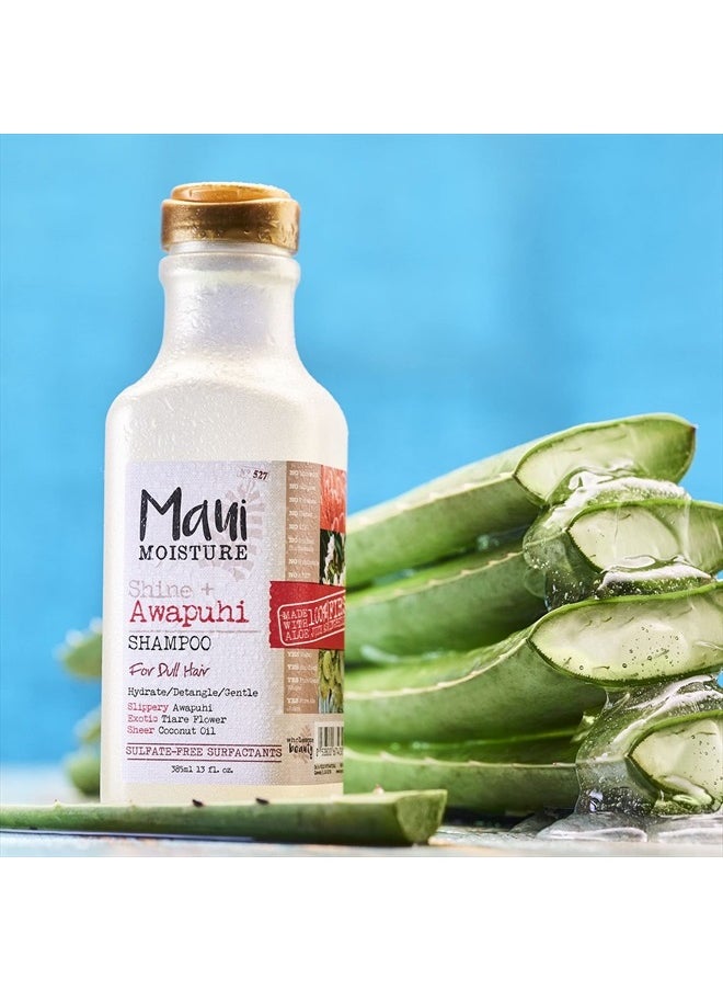 MAUI MOISTURE Shine + Awapuhi Moisturizing Vegan Shampoo with Coconut Oils for Shiny Hair, Silicone-Free & Sulfate-Free Surfactant Aloe Shampoo to Detangle & Hydrate Dull Hair, 13 fl. Oz  - Image 2