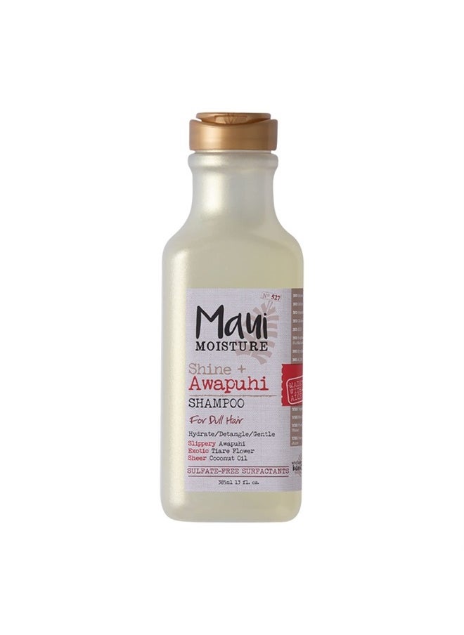 MAUI MOISTURE Shine + Awapuhi Moisturizing Vegan Shampoo with Coconut Oils for Shiny Hair, Silicone-Free & Sulfate-Free Surfactant Aloe Shampoo to Detangle & Hydrate Dull Hair, 13 fl. Oz  - Image 1